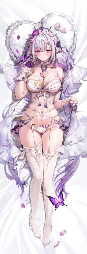 akizero1510,遐蝶,崩坏：星穹铁道,抱枕,吊带袜,No-Bra,胖次,尖耳,看穿,掀裙,长筒袜,丝袜