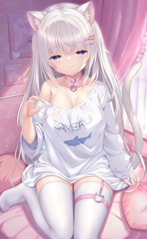 umitonakai,兽耳,garter,猫耳,No-Bra,看穿,长筒袜,丝袜,湿身