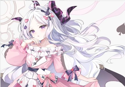 空崎ヒナ,蔚蓝档案,孤葬南风,呆毛,围裙,露肩,恶魔娘,连衣裙,发饰,长发,长袖,视线正对,紫色眼,single,白背景,白发,翅膀