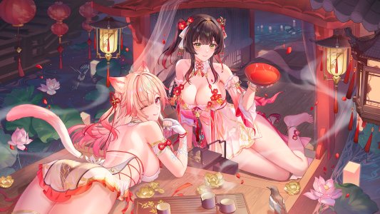 mia_skye,siris,尘白禁区,兽耳,汉服,猫耳,No-Bra,胖次,看穿