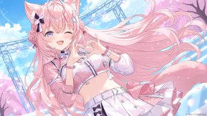 adju_ster,博衣こより,Hololive,兽耳,掀裙