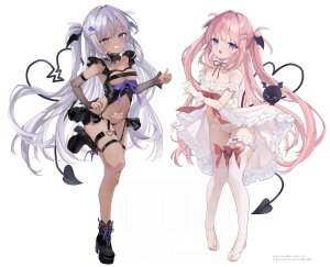 玉之けだま,原创,萝莉,前发,露肩,项圈,连衣裙,garter,手套,发饰,lingerie,胖次,缎带,短裙,tattoo,丝袜,结发,双马尾,下着,白丝,碧眼,脸红,breasts,灰发,长发,露脐