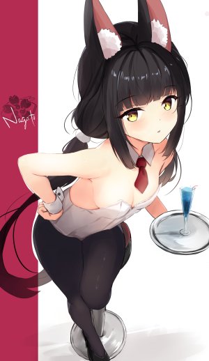 長門,碧蓝航线,hamiro,兽耳,breasts,狐娘,holding,视线正对,裤袜,黄色眼