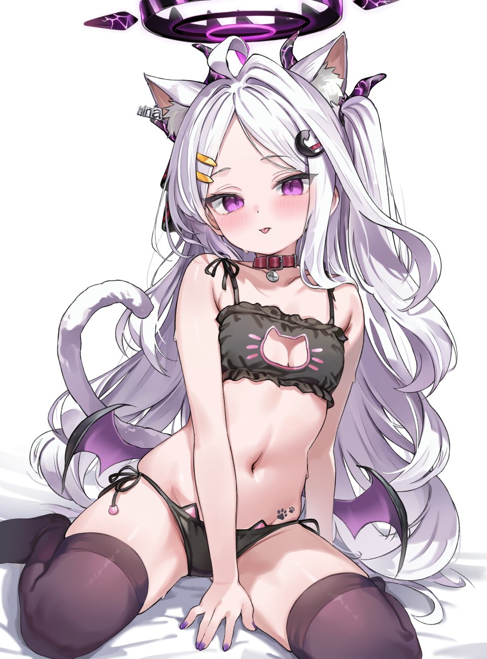 Nekoyaminamo 空崎日奈 蔚蓝档案 兽耳 Bra 恶魔 光晕 萝莉