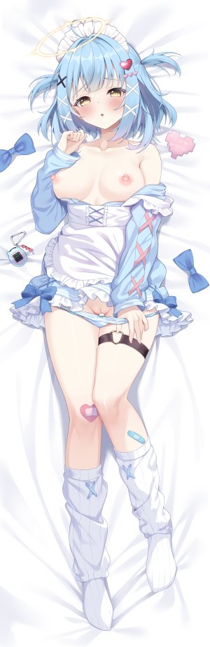 shimo,独立虚拟YouTuber,创可贴,breasts,抱枕,garter,光晕,女仆,nipples,No-Bra,胖次,panty_pull,猫咪,uncensored