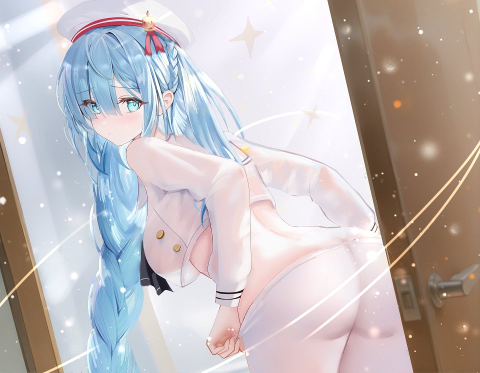 ジェーナス 碧蓝航线 Age_Fx 碧眼 青发 脸红 三股辫 Breasts