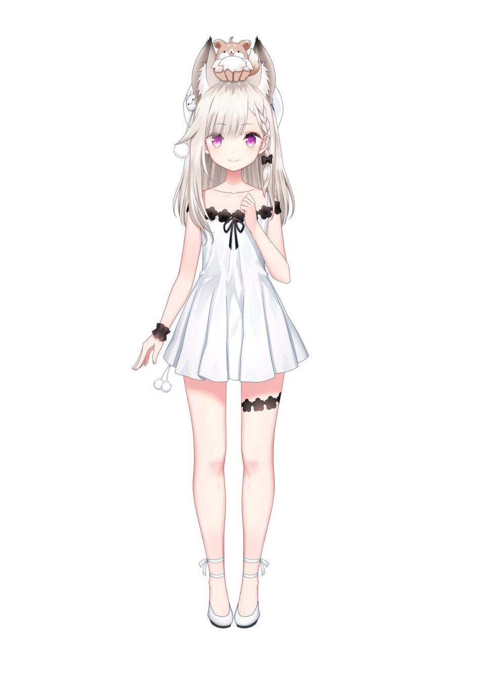 白宮みみ Plivyou Yasuyuki 兽耳 三股辫 连衣裙 全身 长发