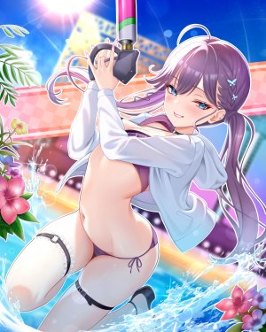 akiei,kaya_rinha,学园偶像大师,偶像大师,水着,garter,看穿,泳装