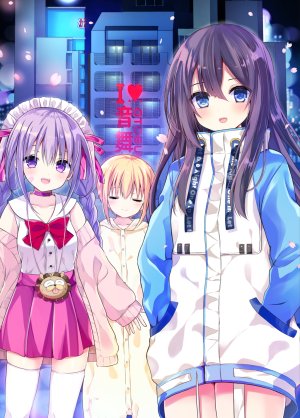 師走ほりお,原创,创可贴,金发,碧眼,脸红,三股辫,衬衫,长袖,開口,褶皱裙,紫色眼,紫发,短裙,笑顔,丝袜,双马尾,白丝