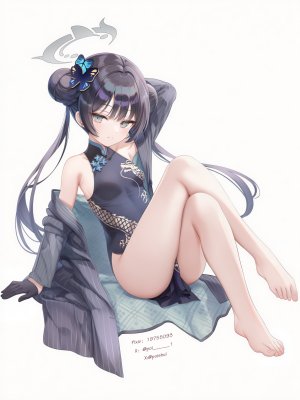 poi氵,妃咲（蔚蓝档案）,ブルアカ,龙华妃咲,妃咲,BlueArchive,女孩子,碧蓝档案,赤脚,少女,魅惑的大腿