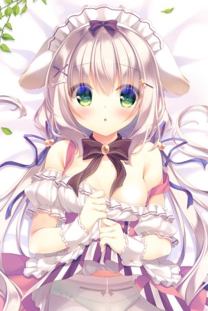 原创,ゆき恵,前发,脸红,胸部,发饰,长发,视线正对,横臥,横乳,胖次,黑丝,缎带,衬衫,短裙,single,下着,白丝