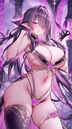 sora72iro,水着,garter,尖耳,泳装,丝袜