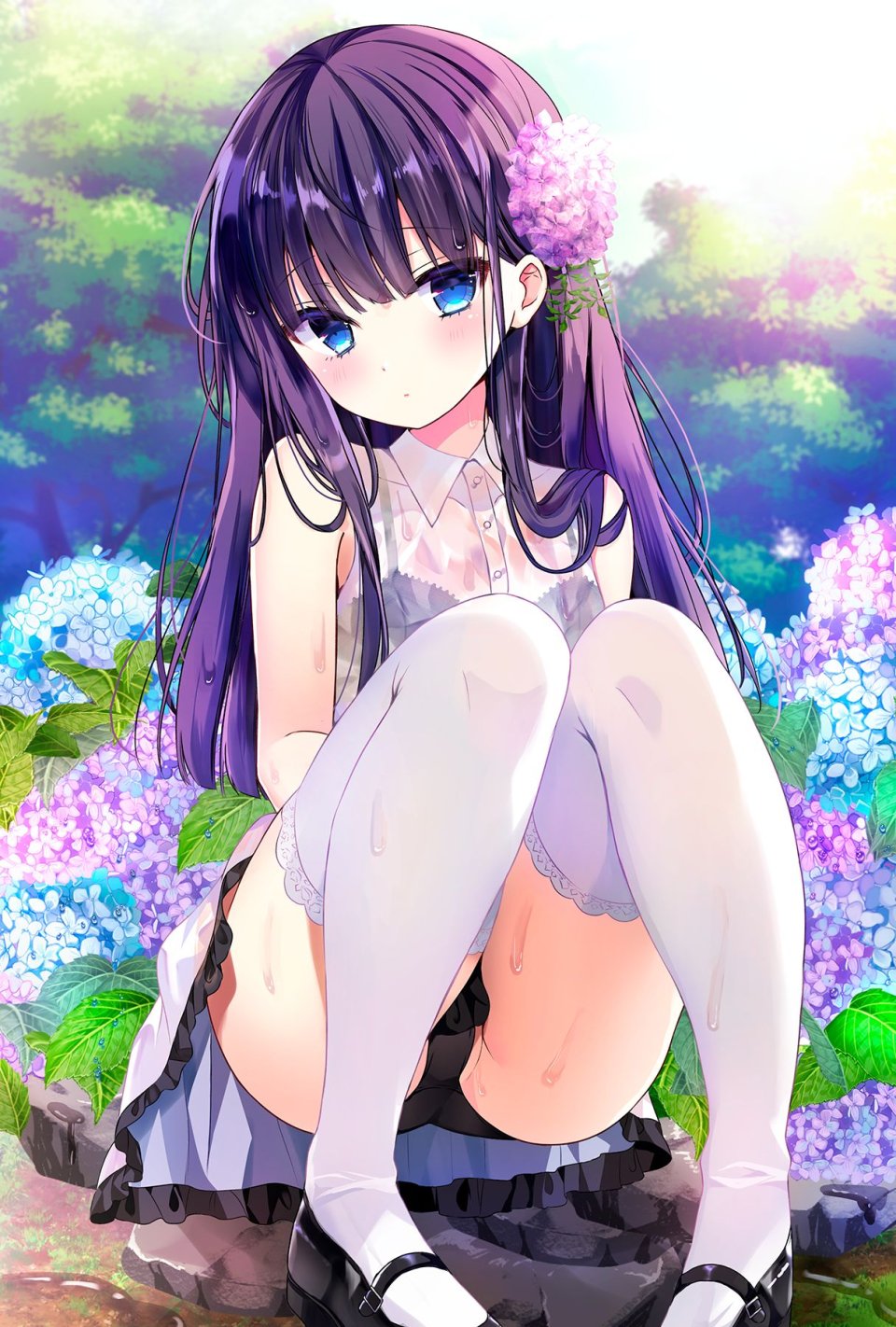 原创 師走ほりお 碧眼 脸红 Bra Breasts 连衣裙 发饰