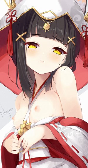 hamiro,長門,碧蓝航线,breasts,和服,萝莉,nipples,No-Bra,兽耳