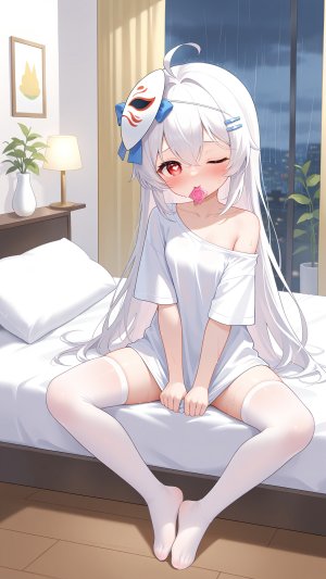 幼刃酱suki❤,幼刃酱,萝莉,白丝,长筒袜,AI生成图