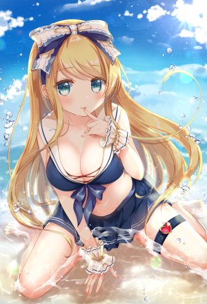 胡麻乃りお,絵守エル,绘守未来Project,水着,cleavage,泳装