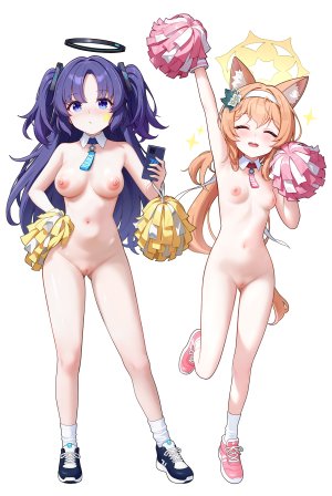 aviary,早濑优香,伊落マリー,蔚蓝档案,兽耳,censored,啦啦队,光晕,萝莉,naked,nipples,猫咪