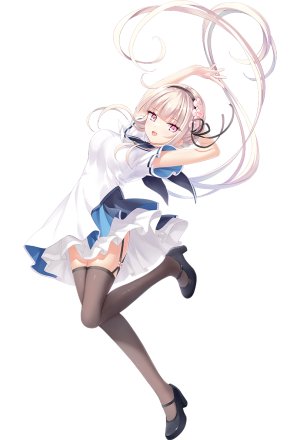 awayuki_hiiro,anemoi,Na-Ga,连衣裙,全身,灰发,发饰,长发,视线正对,開口,笑顔,single,丝袜,超长发