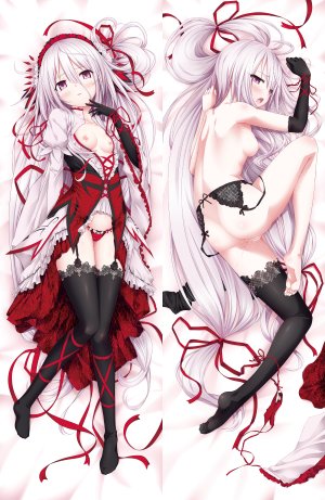 farushu_lamia_valentine,ゴスデリ,cura,黑丝,breasts,cleavage,连衣裙,長手袋,全身,吊带袜,手套,发饰,长发,视线正对,横臥,nipples,胖次,紫色眼,猫咪,妹汁,缎带,丝袜,下着,超长发,白发