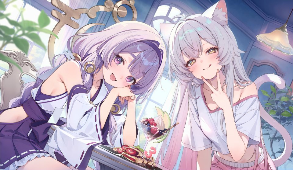 しろきつね Trickcal 兽耳 巫女 猫耳 No-Bra Nopan