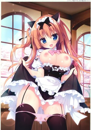 白もち桜,一片風祢,Hearts,恋するココロと魔法のコトバ,兽耳,露胸,女仆,猫耳,nipples,No-Bra,Stockings,黑丝