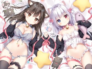 三輪フタバ,原创,猫娘,露脐,黑丝,signed