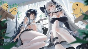 matsogum,可畏,インドミタブル,Manjuu,碧蓝航线,连衣裙,哥特式洛丽塔,萝裙,女仆,No-Bra,裤袜,掀裙