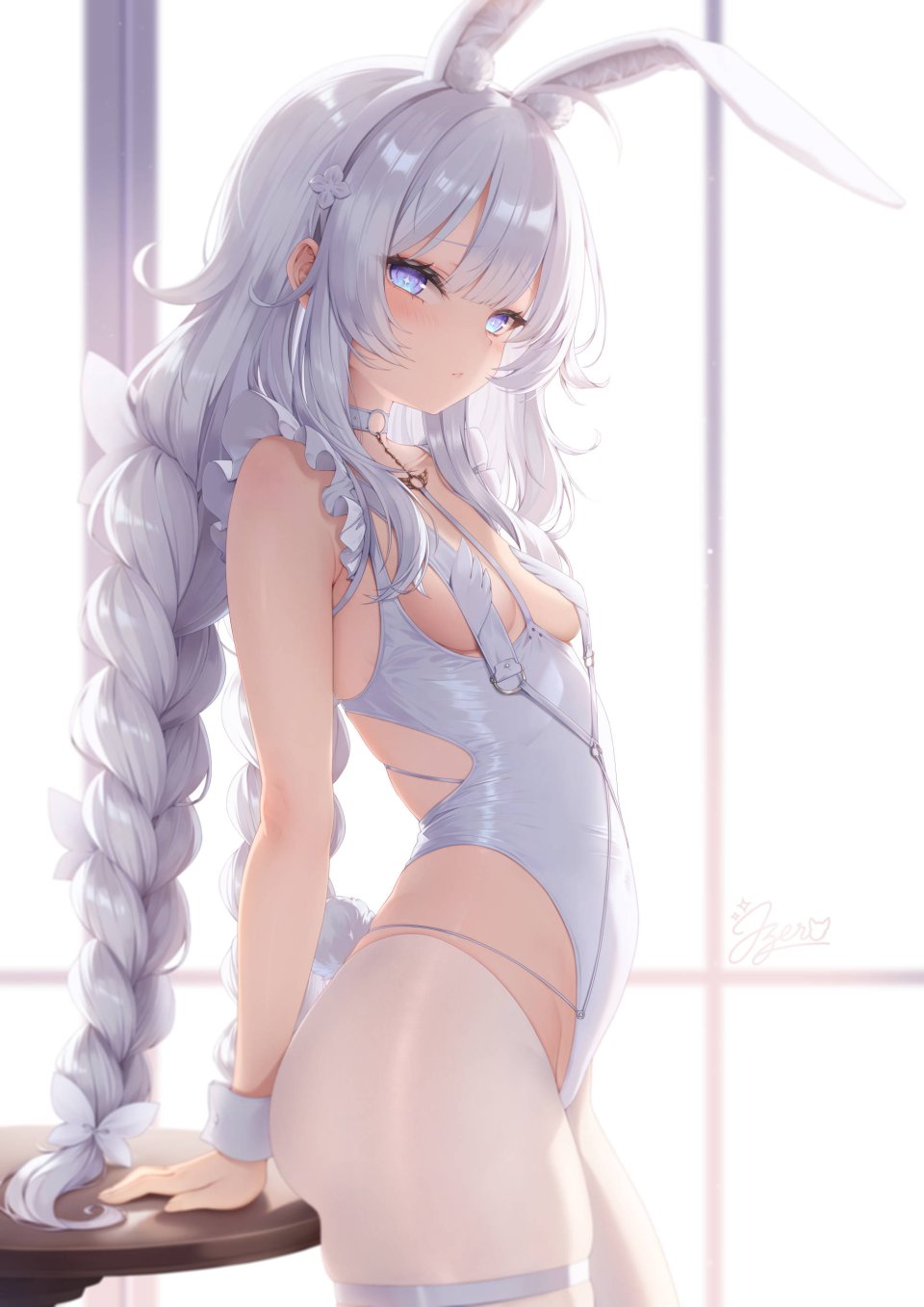 John_Zerowb 恶毒号 碧蓝航线 兽耳 碧眼 三股辫 Breasts 项圈