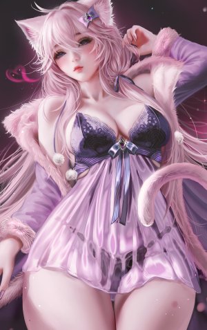 nixeu,ニャターシャ・ニャンナーズ,vshojo,兽耳,lingerie,猫耳,胖次,看穿