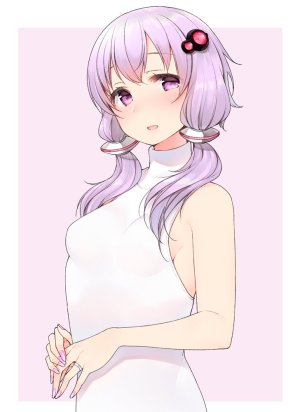 結月ゆかり,VOICEROID,ねこうめ,露肩,脸红,胸部,连衣裙,发饰,视线正对,開いた口,指环,貧乳,笑顔,single,双马尾