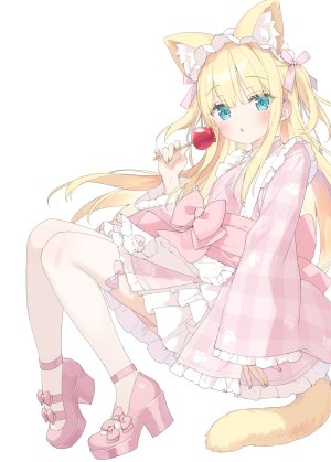 peko,霜月ポトフ,兽耳,女仆,猫耳,掀裙,丝袜,和服女仆