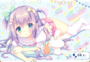 月嶋ゆうこ,脸红,绿色眼,萝莉,长发,马尾辫,紫发,短裙,黑丝,scan