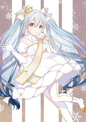 菓子狸kakami,初音ミク,雪ミク,VOCALOID,连衣裙,黑丝