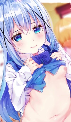 rouka,香風智乃,请问您今天要来点兔子吗?,露胸,nipples,No-Bra,女服务生