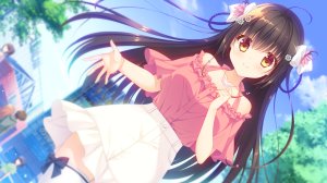 谷原菜月,半田珊瑚,SPIRAL!!,黑发,脸红,棕色眼,长发,短裙,天空,黑丝,aliasing,游戏CG