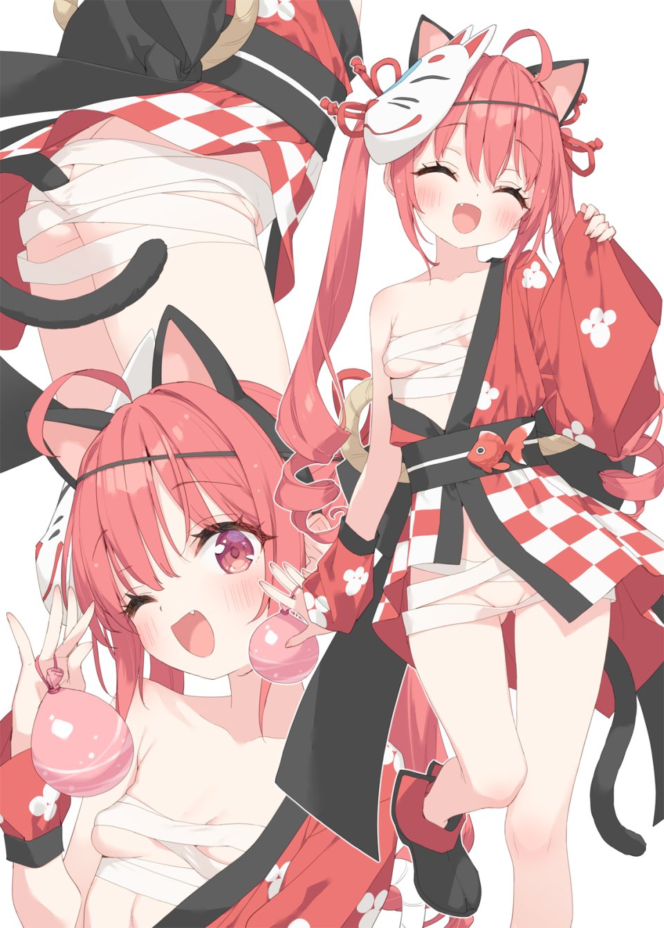 Peko 葉月ワトラ 兽耳 绷带 和服 萝莉 猫耳 Nopan