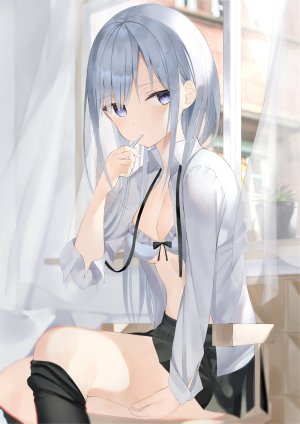 図鑑,bra,cleavage,制服,掀裙,黑丝