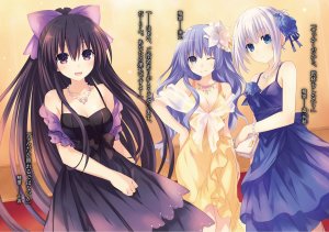 つなこ,誘宵美九,鸢一折纸,夜刀神十香,DATE·A·LIVE,cleavage,连衣裙