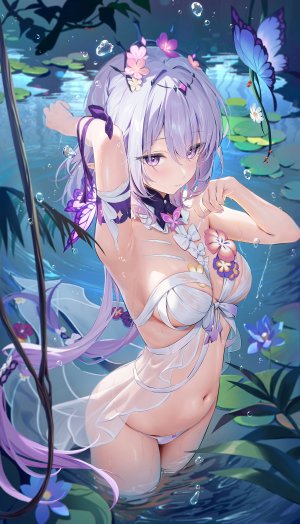 ほうき星,遐蝶,崩坏：星穹铁道,lingerie,No-Bra,胖次,尖耳,看穿,湿身