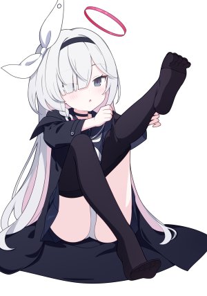 普拉娜,蔚蓝档案,jyt,torchcho,脸红,三股辫,项圈,全身,灰发,光晕,长发,长袖,视线正对,胖次,裤袜,粉发,褶皱裙,学校制服,水手服,衬衫,坐姿,短裙,single,下着,超长发,白背景