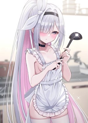 fukemachi,蔚蓝档案,普拉娜,萝莉,裸体围裙,长发,丝袜,脸红