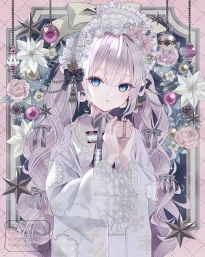 原创,paruno,碧眼,holding,长发,长袖,视线正对,粉发,single,双马尾