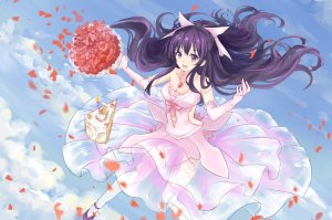 scarlet_dango,夜刀神十香,DATE·A·LIVE,cleavage,连衣裙,黑丝,婚纱