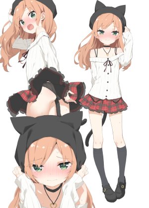 かにビーム,水無月サラミ,兽耳,萝莉,猫耳,胖次,看穿,掀裙,针织衫,露点