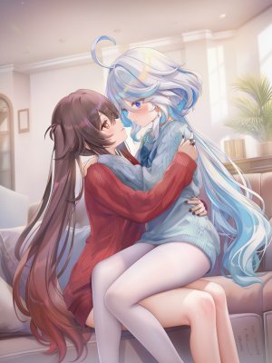 poi氵,原神,GenshinImpact,芙宁娜（原神）,女孩子,胡桃,芙宁娜,少女,百合,魅惑的大腿