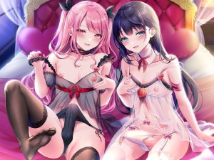 原创,ぽんたろ,黑发,黑丝,脸红,三股辫,censored,项圈,吊带袜,绿色眼,lingerie,长发,视线正对,露脐,nipples,開口,胖次,粉发,激凸,缎带,rose,坐姿,笑顔,丝袜,下着,脱衣