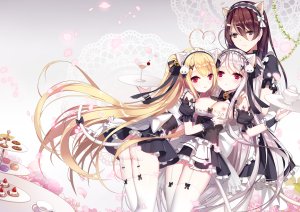 ling,朱鹭咲浅羽,朱鹭咲澪,逆流茶会,兽耳,breast_hold,露胸,女仆,猫耳,nipples,No-Bra,nopan,猫咪,Stockings,黑丝